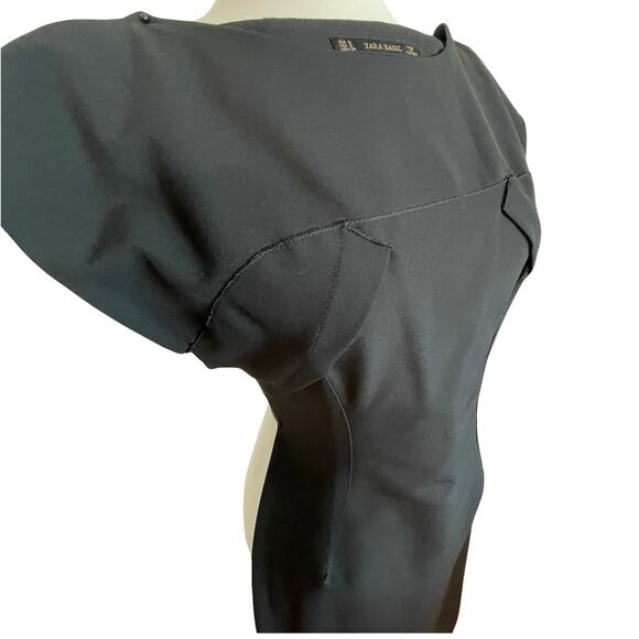 ZARA Basic Line  Business Black Bodycon Dress with Sculpted Seams Size S - Picture 2 of 9